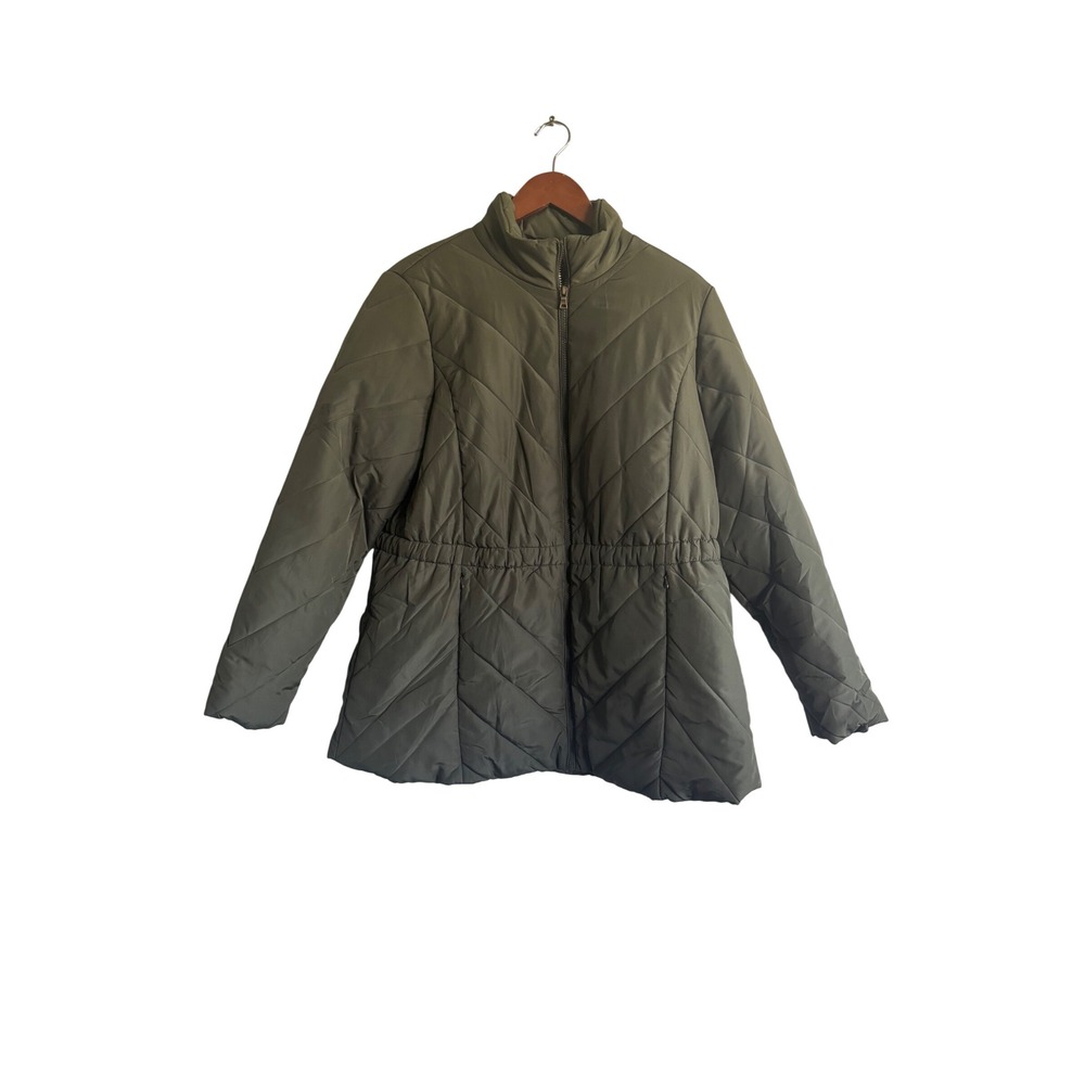 Lane‎ Bryant Olive Green Diamond Quilted Puffer Jacket Women's Size 14